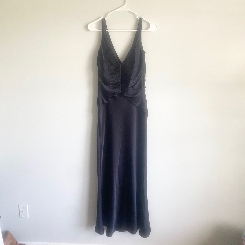 Elie Tahari 100% Silk Navy Blue Maxi Dress Sleeveless Bridesmaid Formal Size 8 - Picture 6 of 11